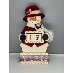 Distressed Vintage Wooden Snowman Countdown to Christmas Calender Holiday Decor